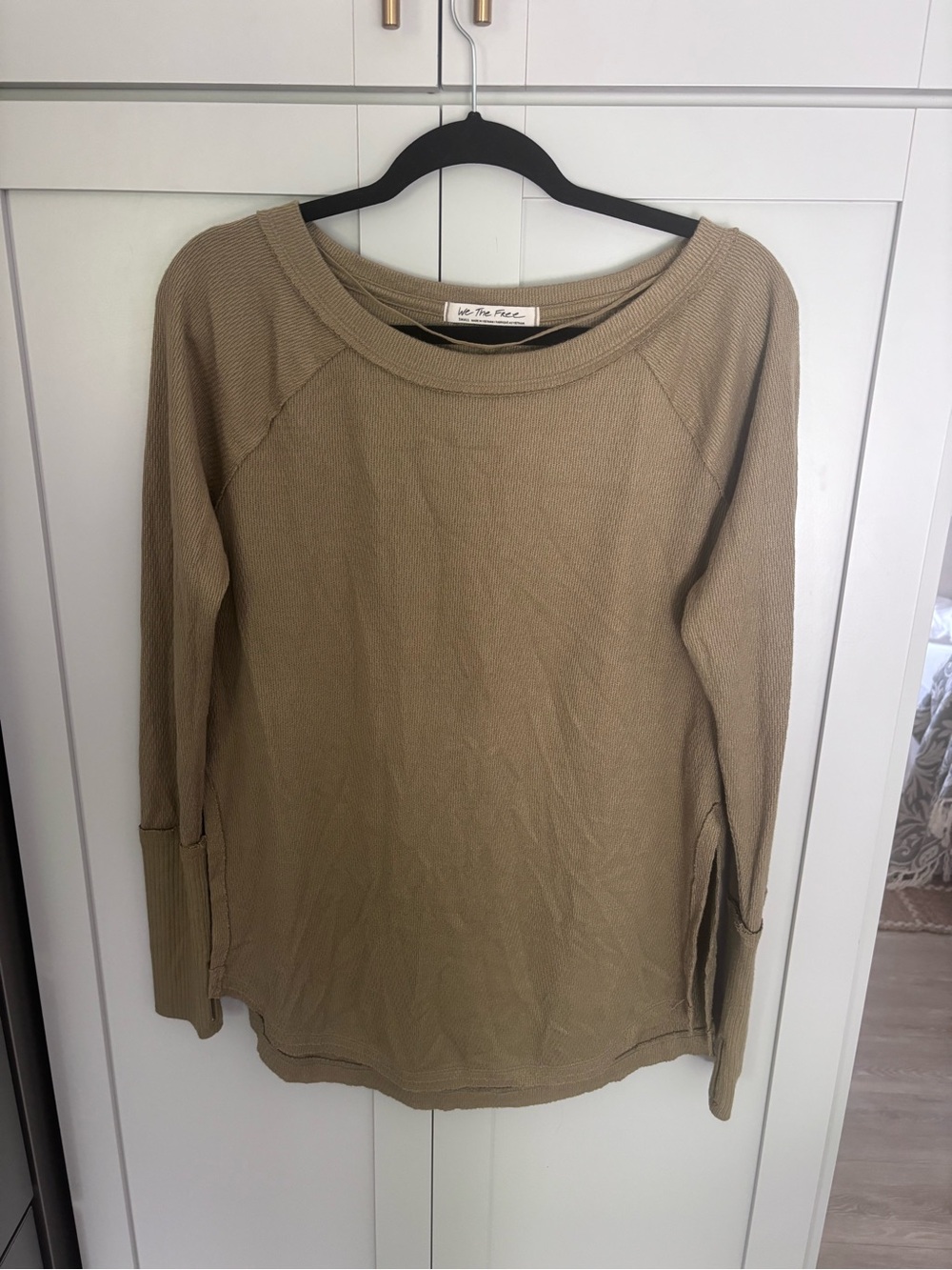 We The Free Long Sleeve Crewneck Top in Taupe